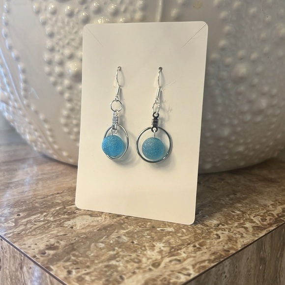 Blue Sea Glass Bead Earrings-NWT - Picture 3 of 11